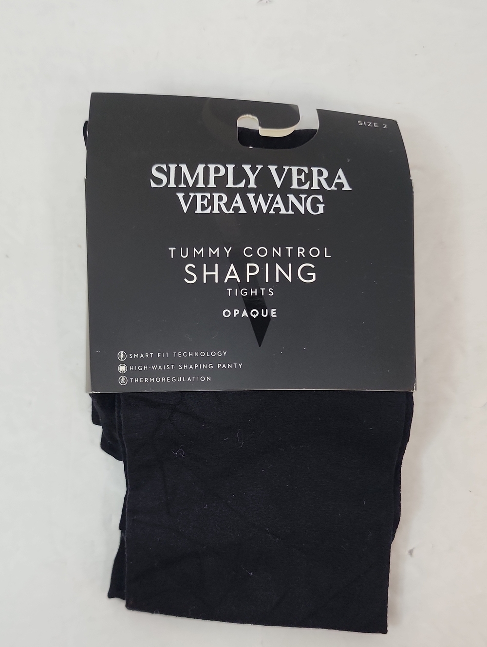 Simply Vera Vera Wang Black Tummy Control Shaping Tights Size 2 NWT